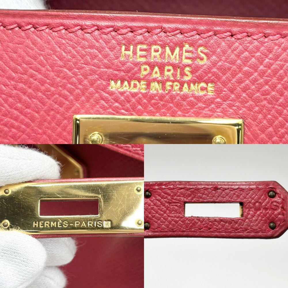 HERMES エルメス ハンドバッグ ケリー32 外縫い □D刻印 レザー レッド 赤 ゴールド金具 レディース 2000年【中古品】