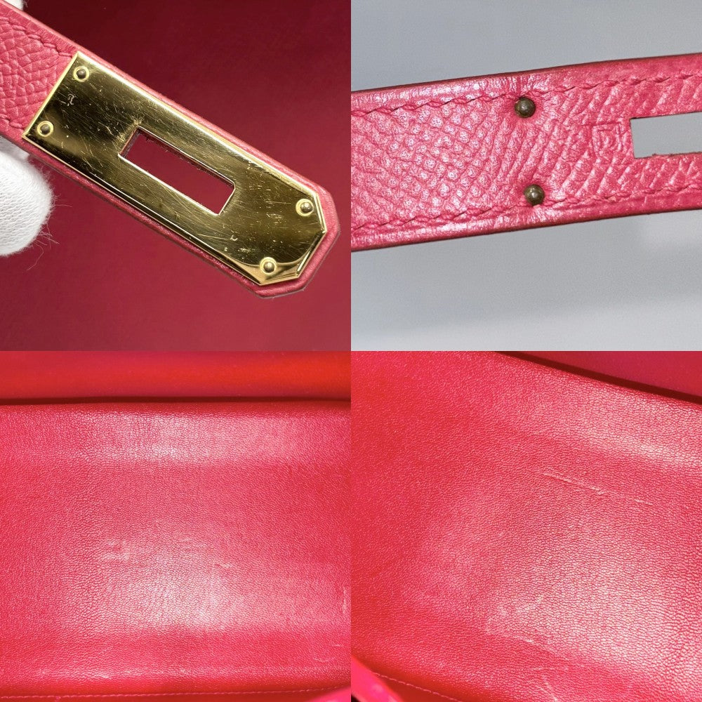 HERMES エルメス ハンドバッグ ケリー32 外縫い □D刻印 レザー レッド 赤 ゴールド金具 レディース 2000年【中古品】