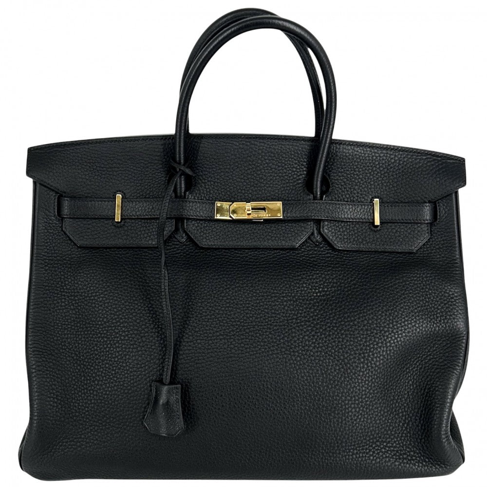HERMES エルメス ハンドバッグ バーキン40 内縫い メンズ レディース 鞄 かばん □G刻印 レザー ブラック 黒 ゴールド金具 ユニセックス 2003年【中古品】
