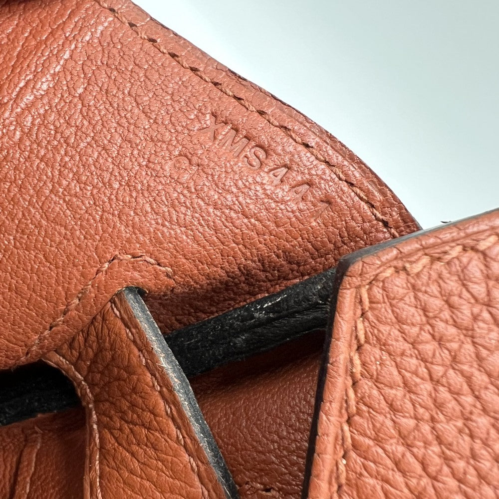 HERMES エルメス ハンドバッグ バーキン35 内縫い 本革 A4対応 鞄 かばん X刻印 トゴ オレンジブラウン系 シルバー金具 レディース 2016年【中古品】