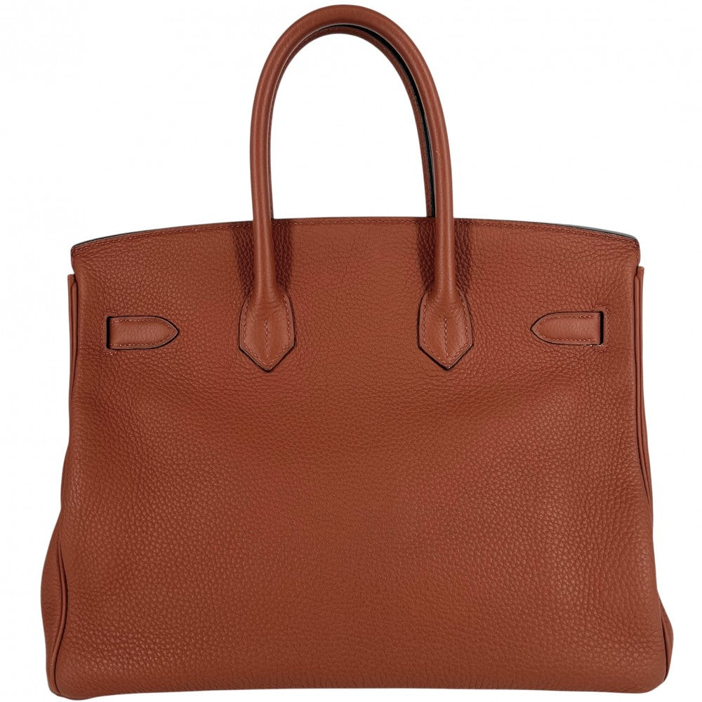 HERMES エルメス ハンドバッグ バーキン35 内縫い 本革 A4対応 鞄 かばん X刻印 トゴ オレンジブラウン系 シルバー金具 レディース 2016年【中古品】