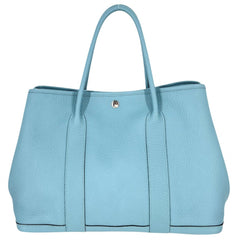 【開店SALE】 HERMES エルメス ハンドバッグ ガーデンパーティPM トートバッグ X刻印 ネゴンダ トワルオフィシェ ライトブルー系 シルバー金具 レディース 2016年【中古品】