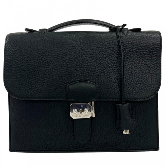 HERMES エルメス ハンドバッグ サックアデペッシュ27 レザー ブラック 黒 シルバー金具 レディース【中古品】