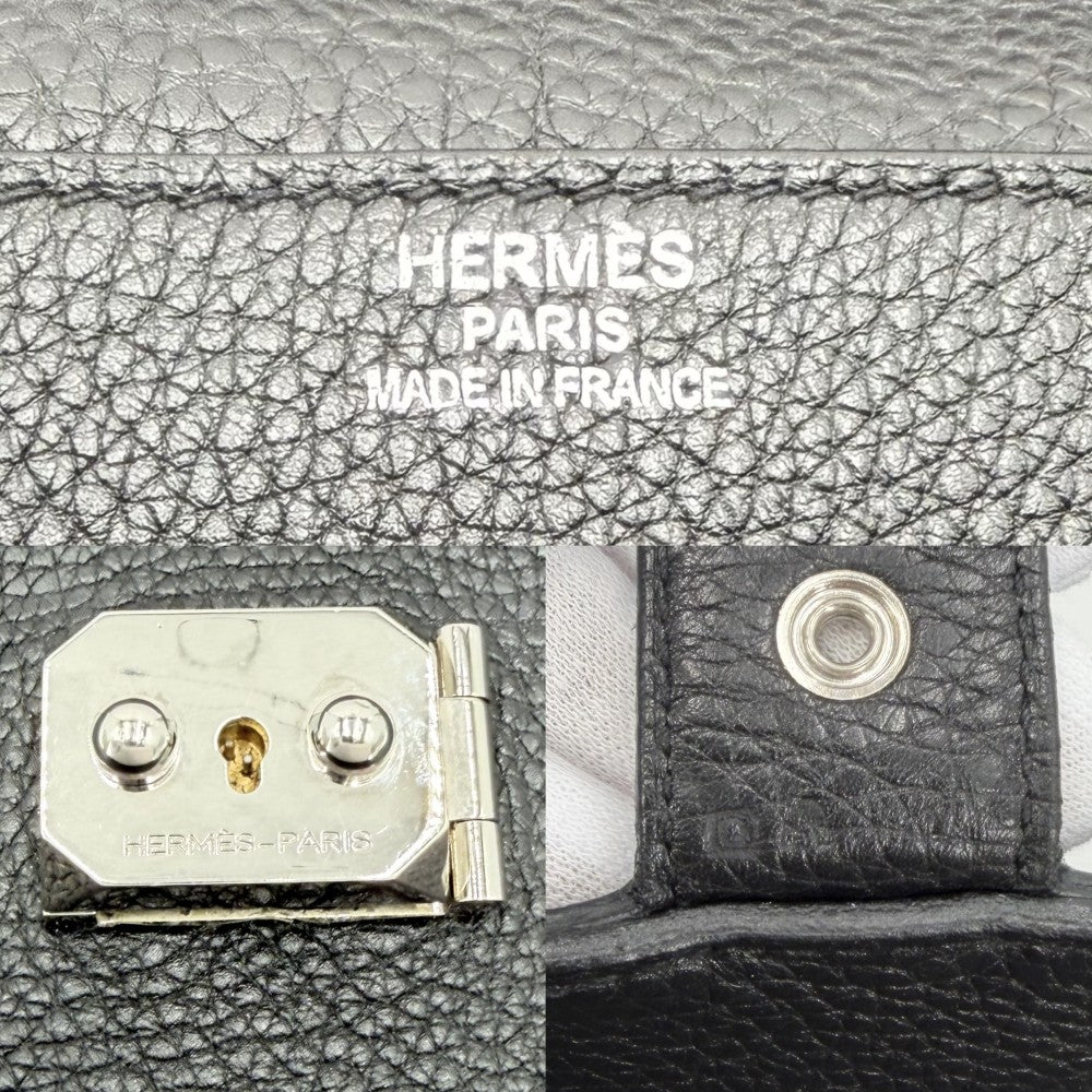 【開店SALE】 HERMES エルメス ビジネスバッグ サックアデペッシュ38 ハンドバッグ ブリーフケース 男女兼用 □O刻印 レザー ブラック 黒 シルバー金具 ユニセックス 2011年【中古品】