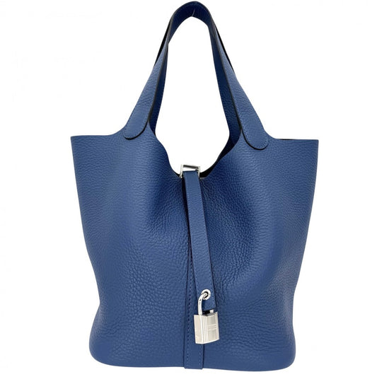 HERMES エルメス ハンドバッグ ピコタンロックMM 鞄 かばん W刻印 トリヨン ブルー系 シルバー金具 レディース 2024年【中古品】