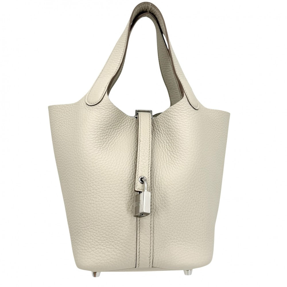 HERMES エルメス ハンドバッグ ピコタンロックPM K刻印 レザー アイボリー系 シルバー金具 レディース 2025年【中古品】