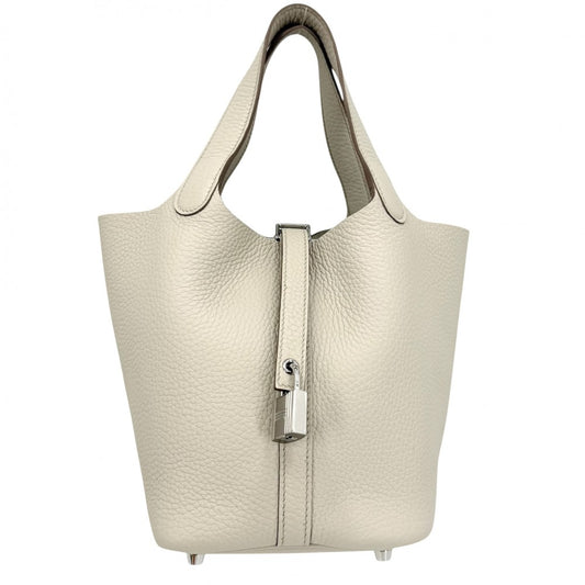HERMES エルメス ハンドバッグ ピコタンロックPM K刻印 レザー アイボリー系 シルバー金具 レディース 2025年【中古品】