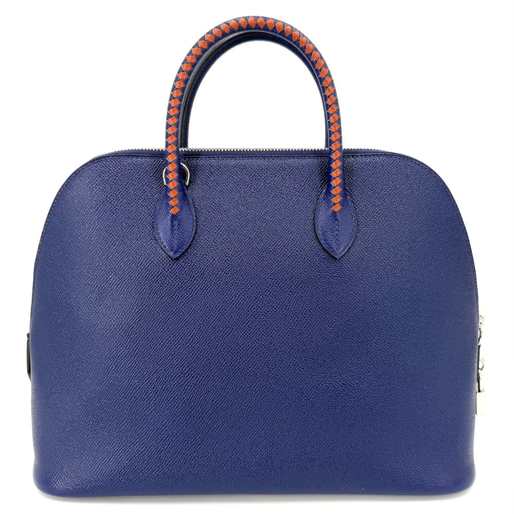 【開店SALE】 HERMES エルメス 2WAY ボリード1923　30 ハンドバッグ ショルダーバッグ トレサージュ C刻印 レザー ブルー 青 ブラウン 茶 シルバー金具 レディース 2018年【中古品】