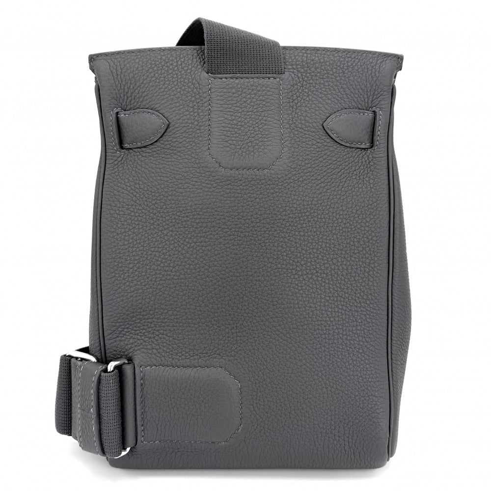 HERMES エルメス ショルダーバッグ アッカドPM クロスボディバッグ W刻印 レザー グレー シルバー金具 レディース 2024年【中古品】