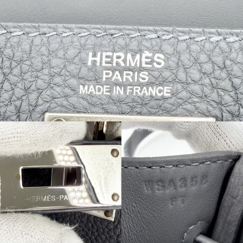 HERMES エルメス ショルダーバッグ アッカドPM クロスボディバッグ W刻印 レザー グレー シルバー金具 レディース 2024年【中古品】