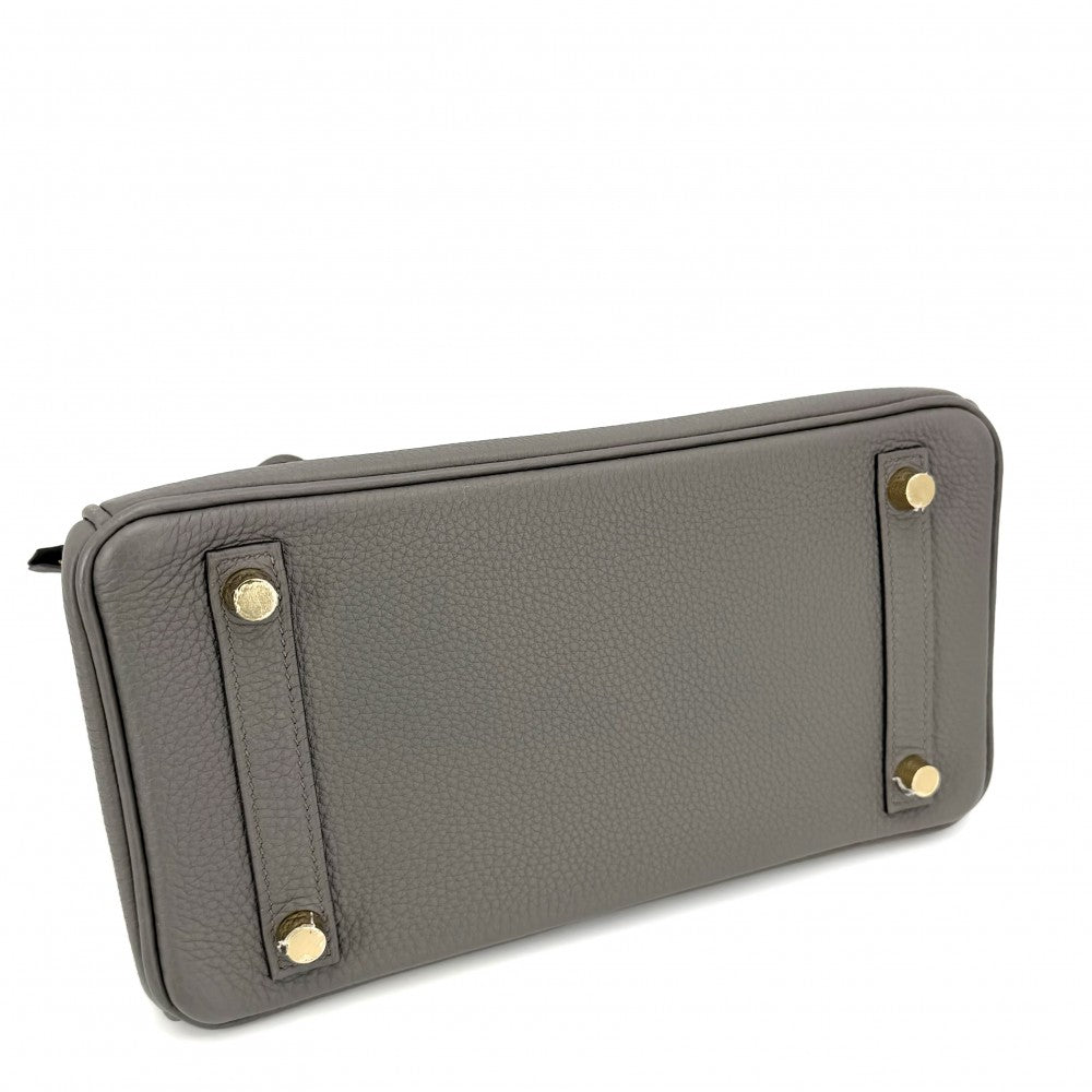 HERMES エルメス ハンドバッグ バーキン25 内縫い U刻印 レザー グレー ゴールド金具 レディース 2022年【中古品】