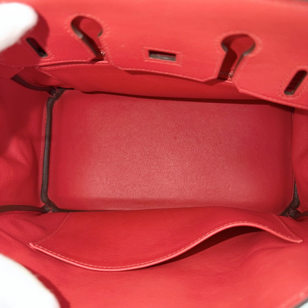 【開店SALE】 HERMES エルメス ハンドバッグ バーキン25 内縫い X刻印 スイフト レッド 赤 シルバー金具 レディース 2016年【中古品】