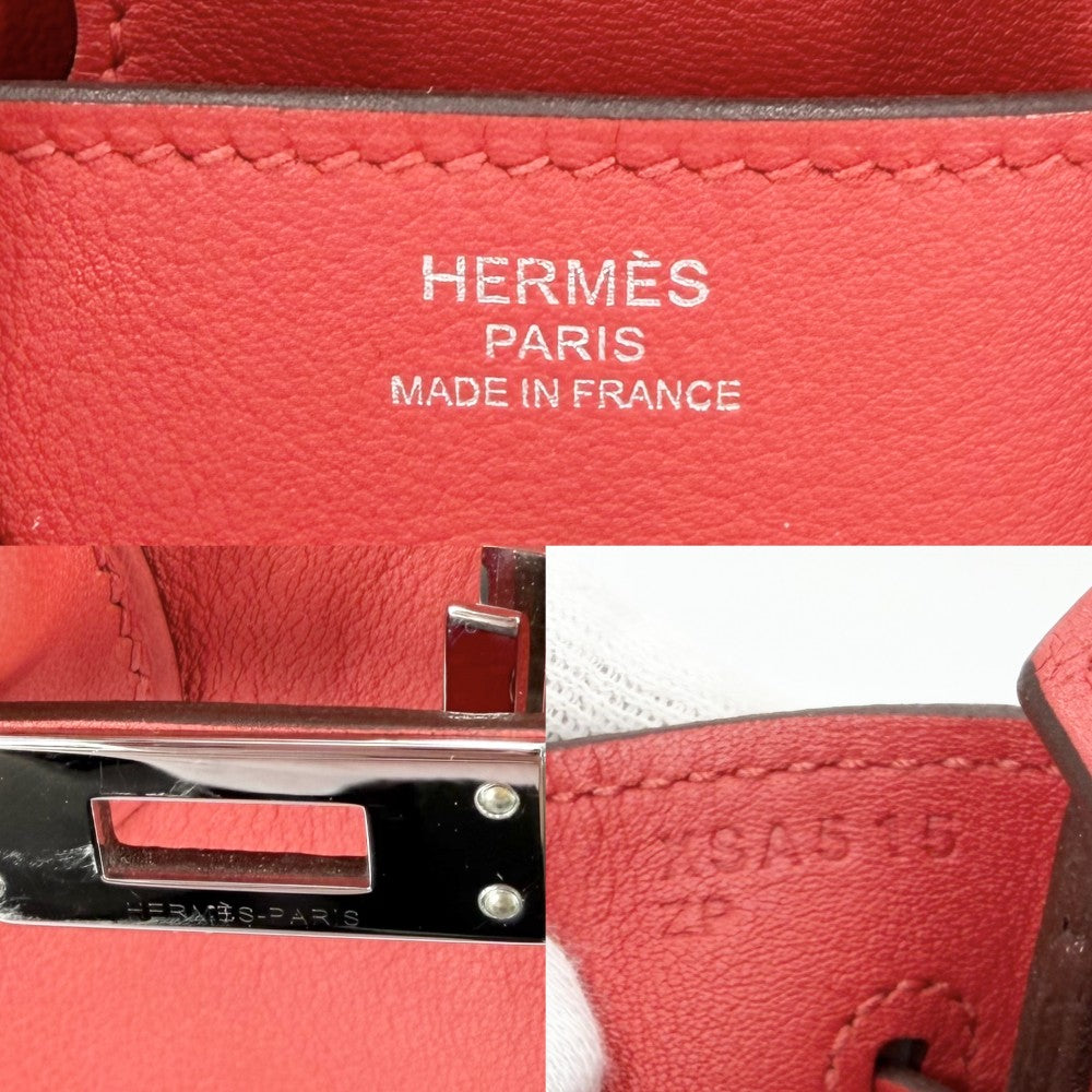 【開店SALE】 HERMES エルメス ハンドバッグ バーキン25 内縫い X刻印 スイフト レッド 赤 シルバー金具 レディース 2016年【中古品】