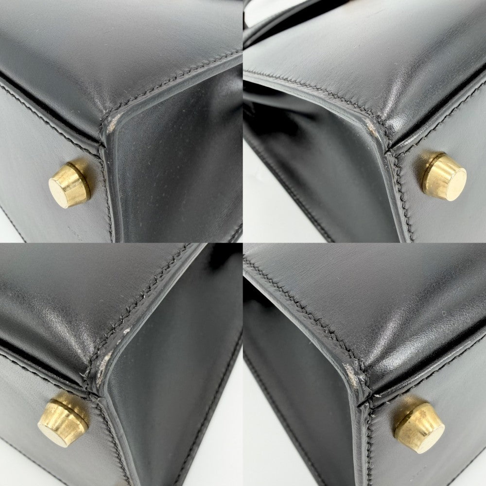 【開店SALE】 HERMES エルメス 2WAY ケリー28 外縫い ハンドバッグ ショルダーバッグ □D刻印 ボックスカーフ ブラック 黒 ゴールド金具 レディース 2000年【中古品】