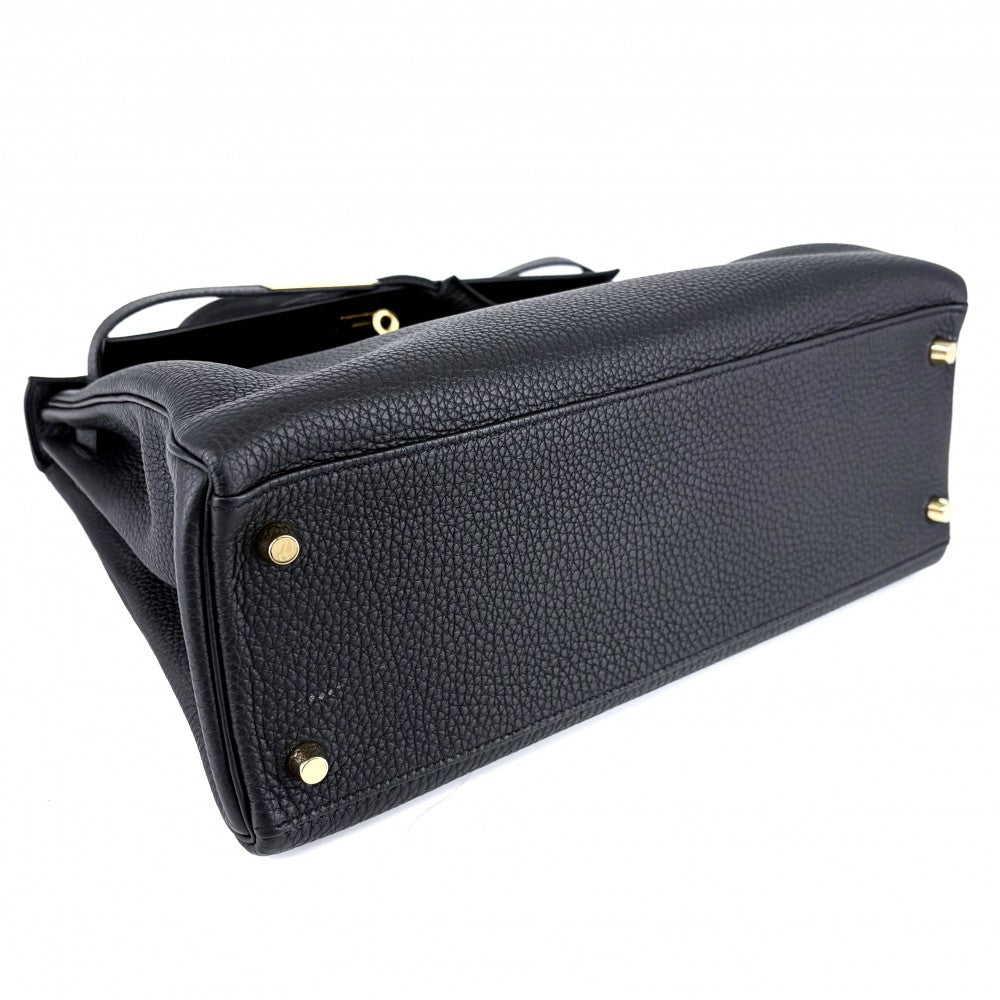 HERMES エルメス 2WAY ケリー32 ハンドバッグ ショルダーバッグ 内縫い C刻印 レザー ブラック 黒 ゴールド金具 レディース 2018年【中古品】
