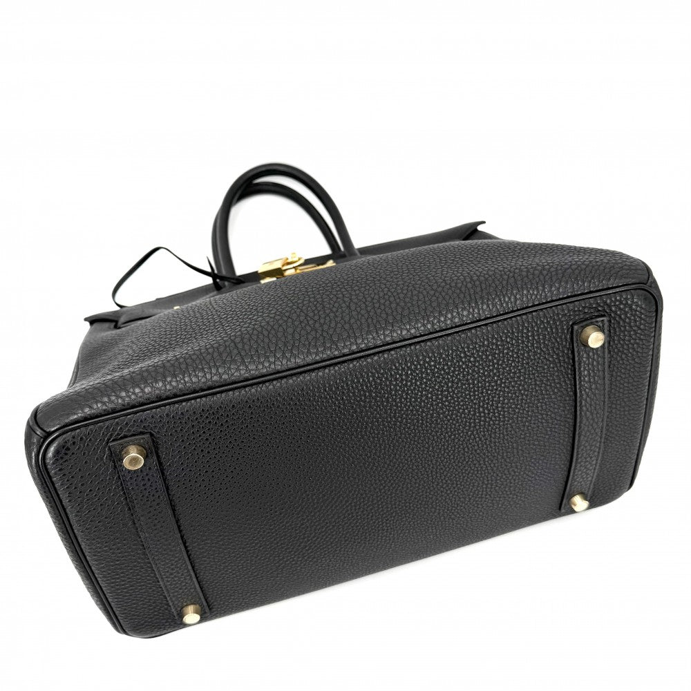 HERMES エルメス ハンドバッグ 内縫い バーキン35 □E刻印 レザー ブラック 黒 ゴールド金具 レディース 2001年【中古品】