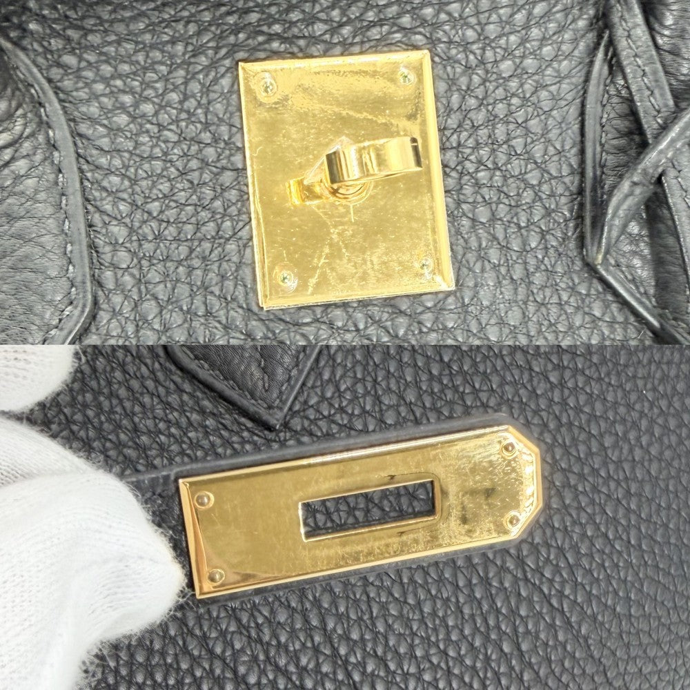 HERMES エルメス ハンドバッグ 内縫い バーキン35 □E刻印 レザー ブラック 黒 ゴールド金具 レディース 2001年【中古品】