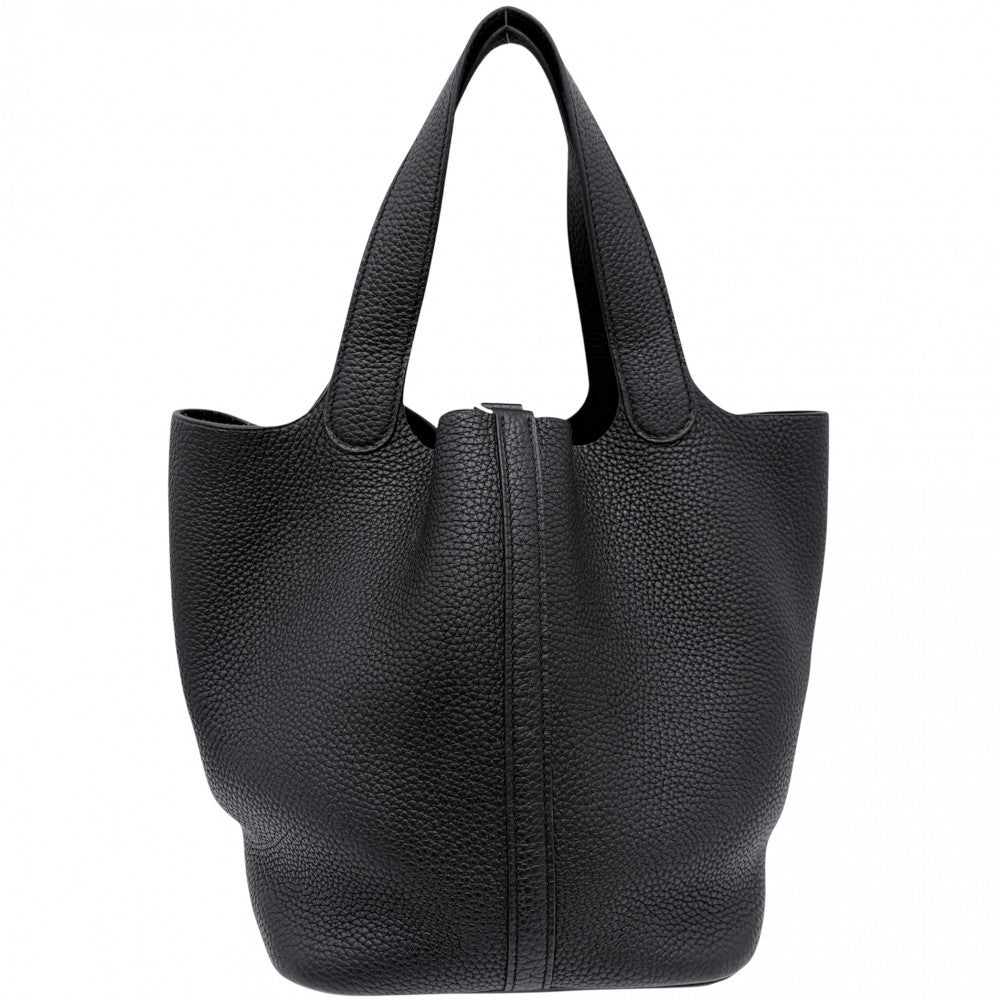 HERMES エルメス ハンドバッグ ピコタンロックMM X刻印 レザー ブラック 黒 シルバー金具 レディース 2016年【中古品】