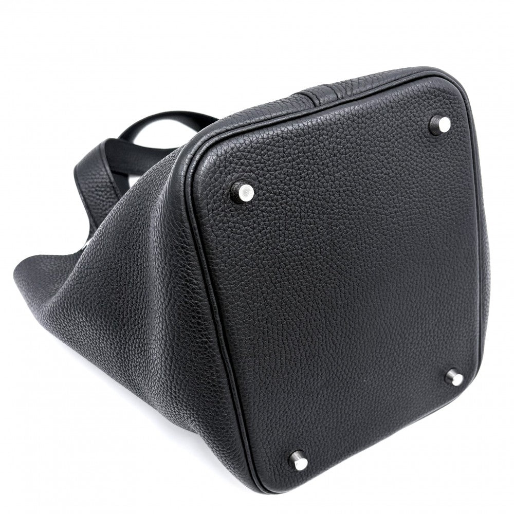 HERMES エルメス ハンドバッグ ピコタンロックMM X刻印 レザー ブラック 黒 シルバー金具 レディース 2016年【中古品】