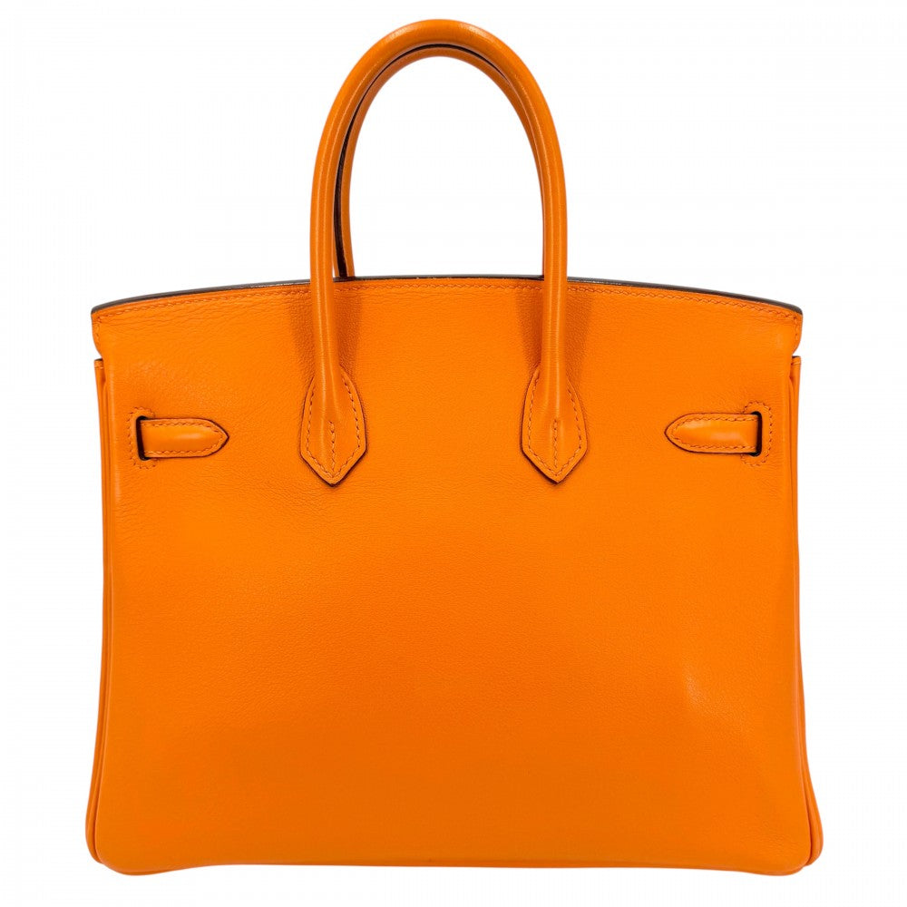 HERMES エルメス ハンドバッグ バーキン25 内縫い □J刻印 スイフト オレンジ シルバー金具 レディース 2006年【中古品】