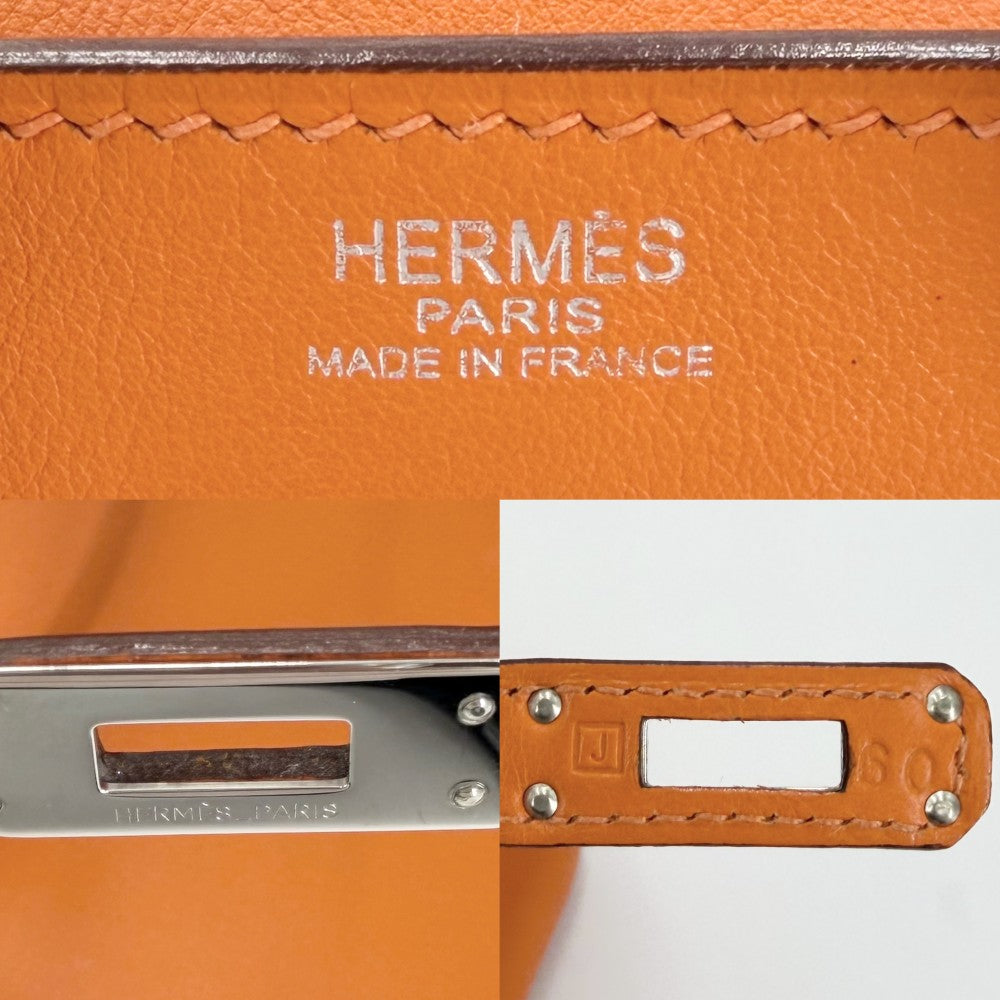 HERMES エルメス ハンドバッグ バーキン25 内縫い □J刻印 スイフト オレンジ シルバー金具 レディース 2006年【中古品】