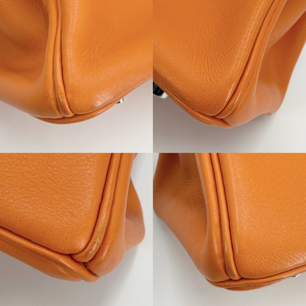 HERMES エルメス ハンドバッグ バーキン25 内縫い □J刻印 スイフト オレンジ シルバー金具 レディース 2006年【中古品】