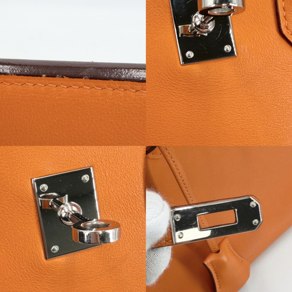 HERMES エルメス ハンドバッグ バーキン25 内縫い □J刻印 スイフト オレンジ シルバー金具 レディース 2006年【中古品】