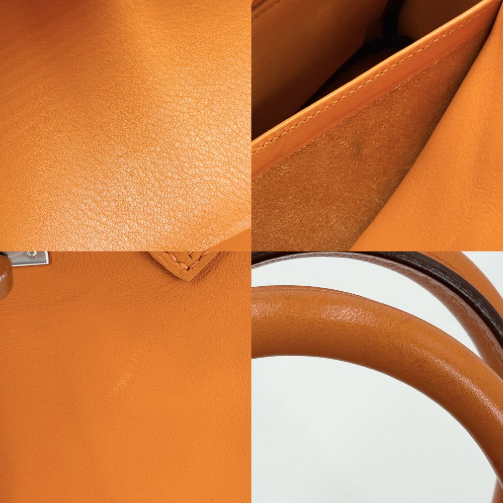 HERMES エルメス ハンドバッグ バーキン25 内縫い □J刻印 スイフト オレンジ シルバー金具 レディース 2006年【中古品】