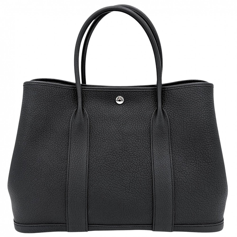 HERMES エルメス ハンドバッグ ガーデンパーティPM トートバッグ Y レザー ブラック 黒 シルバー金具 レディース 2020年【中古品】