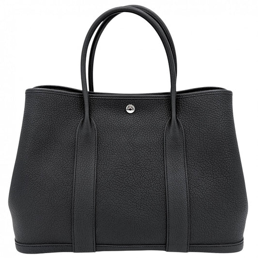 HERMES エルメス ハンドバッグ ガーデンパーティPM トートバッグ Y レザー ブラック 黒 シルバー金具 レディース 2020年【中古品】
