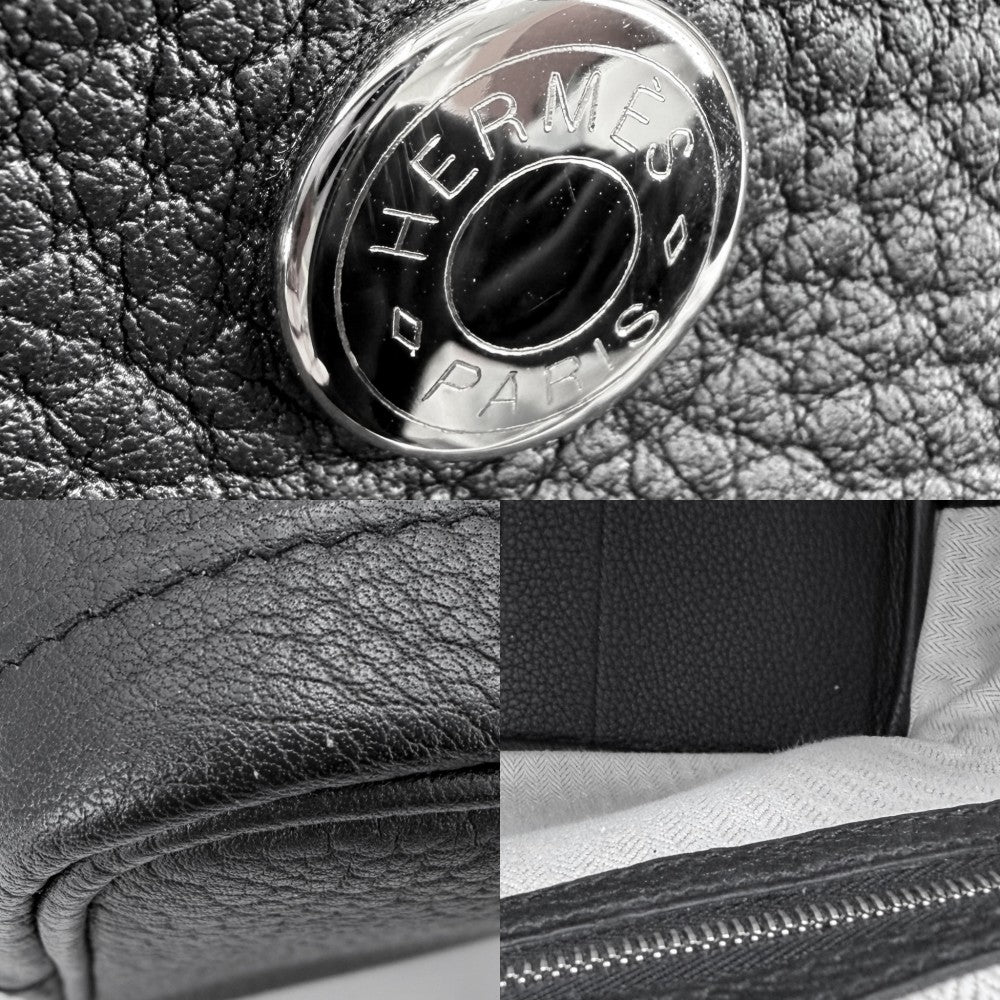 HERMES エルメス ハンドバッグ ガーデンパーティPM トートバッグ Y レザー ブラック 黒 シルバー金具 レディース 2020年【中古品】