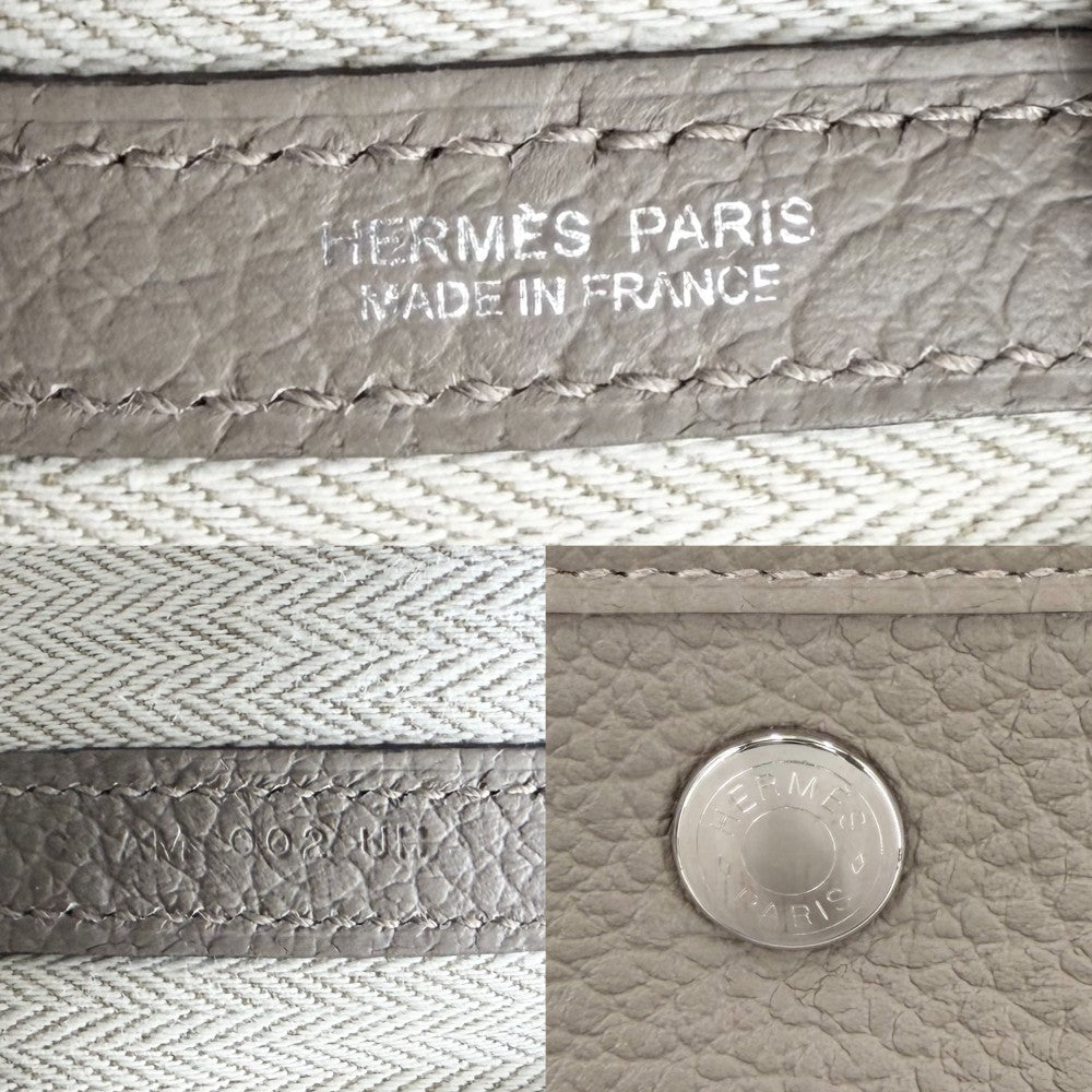 HERMES エルメス ハンドバッグ ガーデンパーティPM トートバッグ C刻印 レザー ベージュ シルバー金具 レディース 2018年【中古品】