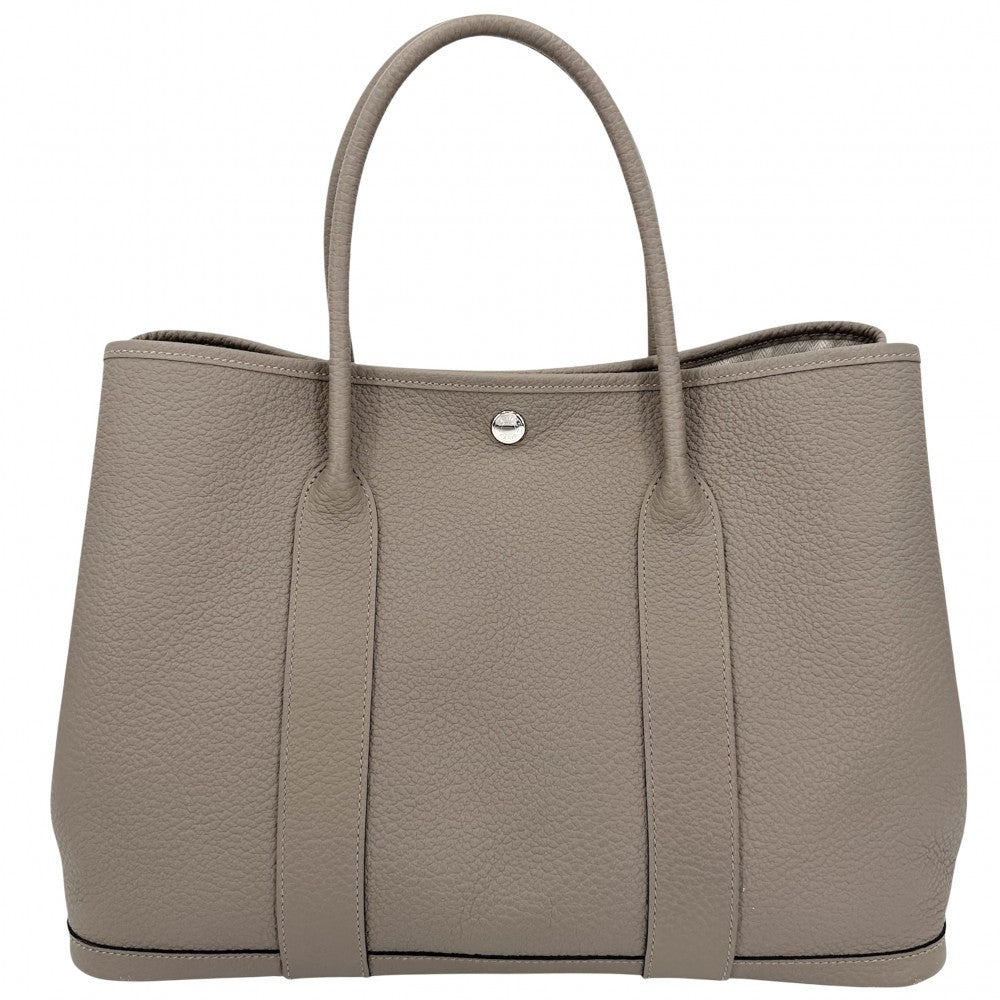HERMES エルメス ハンドバッグ ガーデンパーティPM トートバッグ C刻印 レザー ベージュ シルバー金具 レディース 2018年【中古品】