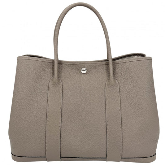 HERMES エルメス ハンドバッグ ガーデンパーティPM トートバッグ C刻印 レザー ベージュ シルバー金具 レディース 2018年【中古品】