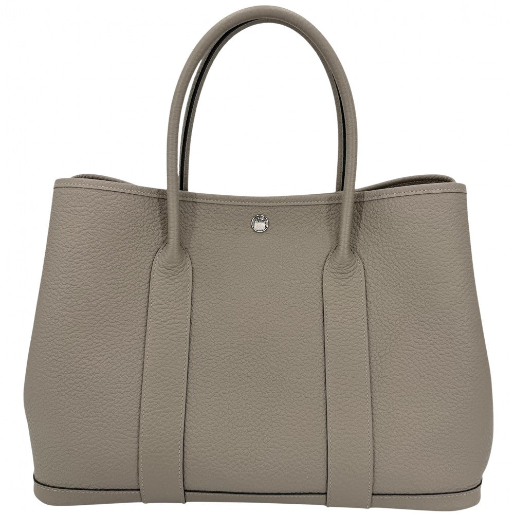 HERMES エルメス ハンドバッグ ガーデンパーティPM トートバッグ C刻印 レザー ベージュ シルバー金具 レディース 2018年【中古品】