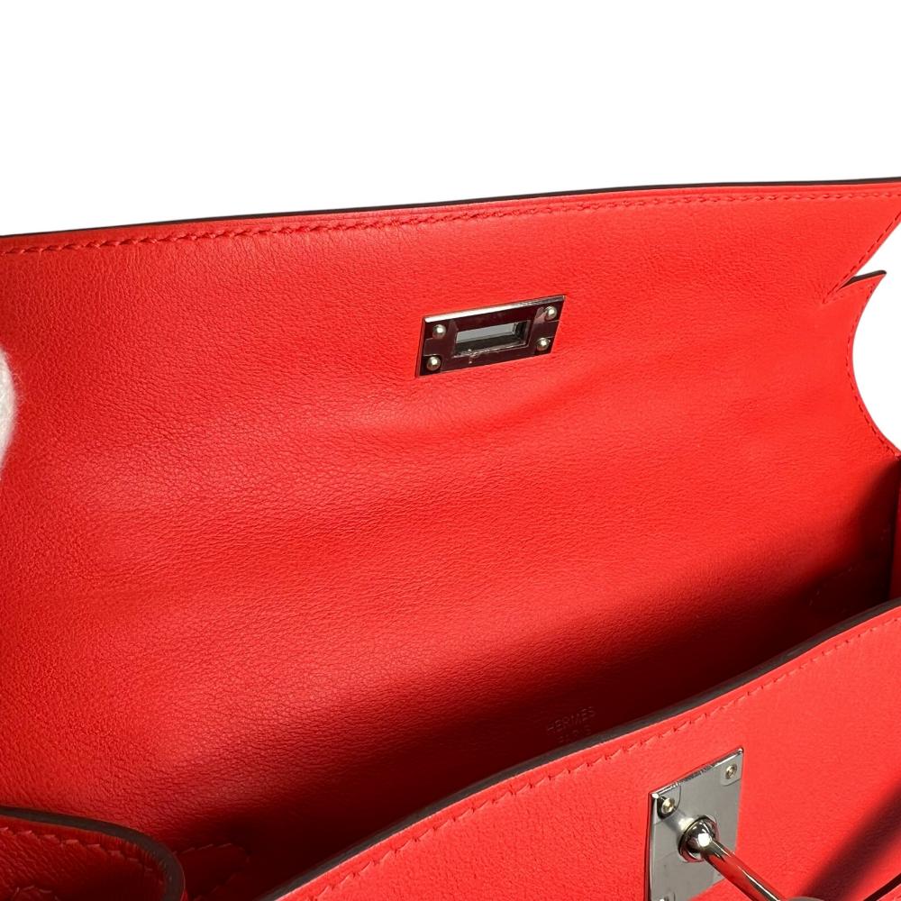 HERMES エルメス ハンドバッグ ポシェットケリー クラッチバッグ シルバー金具 Y刻印 レッド 赤 シルバー金具 レディース 2020年【中古品】