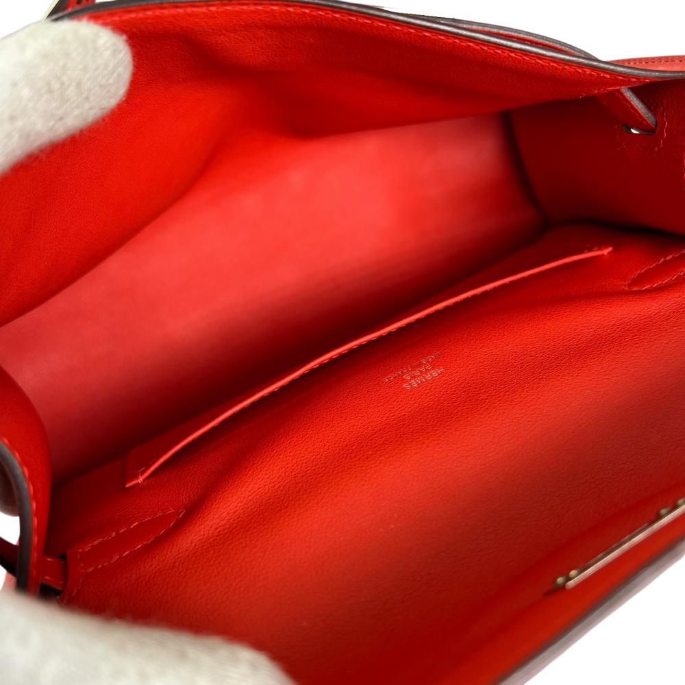 HERMES エルメス ハンドバッグ ポシェットケリー クラッチバッグ シルバー金具 Y刻印 レッド 赤 シルバー金具 レディース 2020年【中古品】