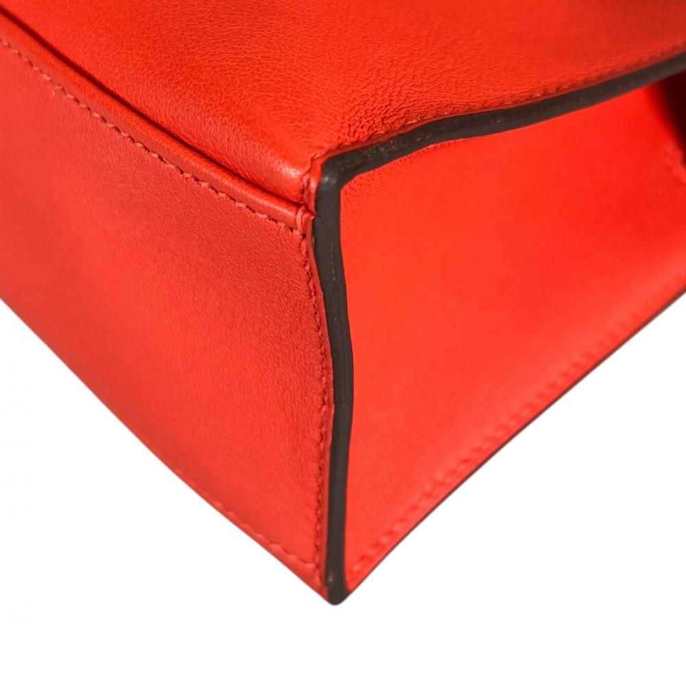 HERMES エルメス ハンドバッグ ポシェットケリー クラッチバッグ シルバー金具 Y刻印 レッド 赤 シルバー金具 レディース 2020年【中古品】