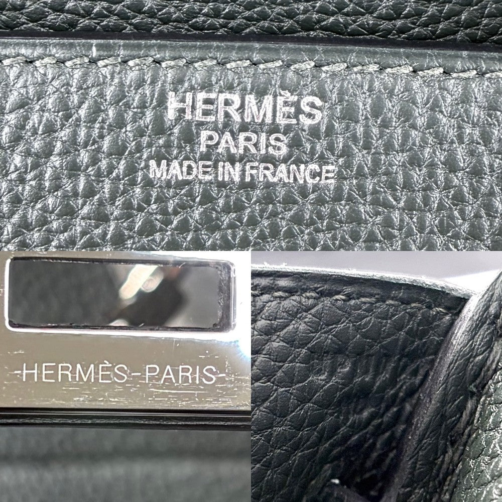 HERMES エルメス ハンドバッグ オータクロア40 2022年 鞄 かばん U刻印 トリヨン ダークグリーン シルバー金具 メンズ 2022年【中古品】