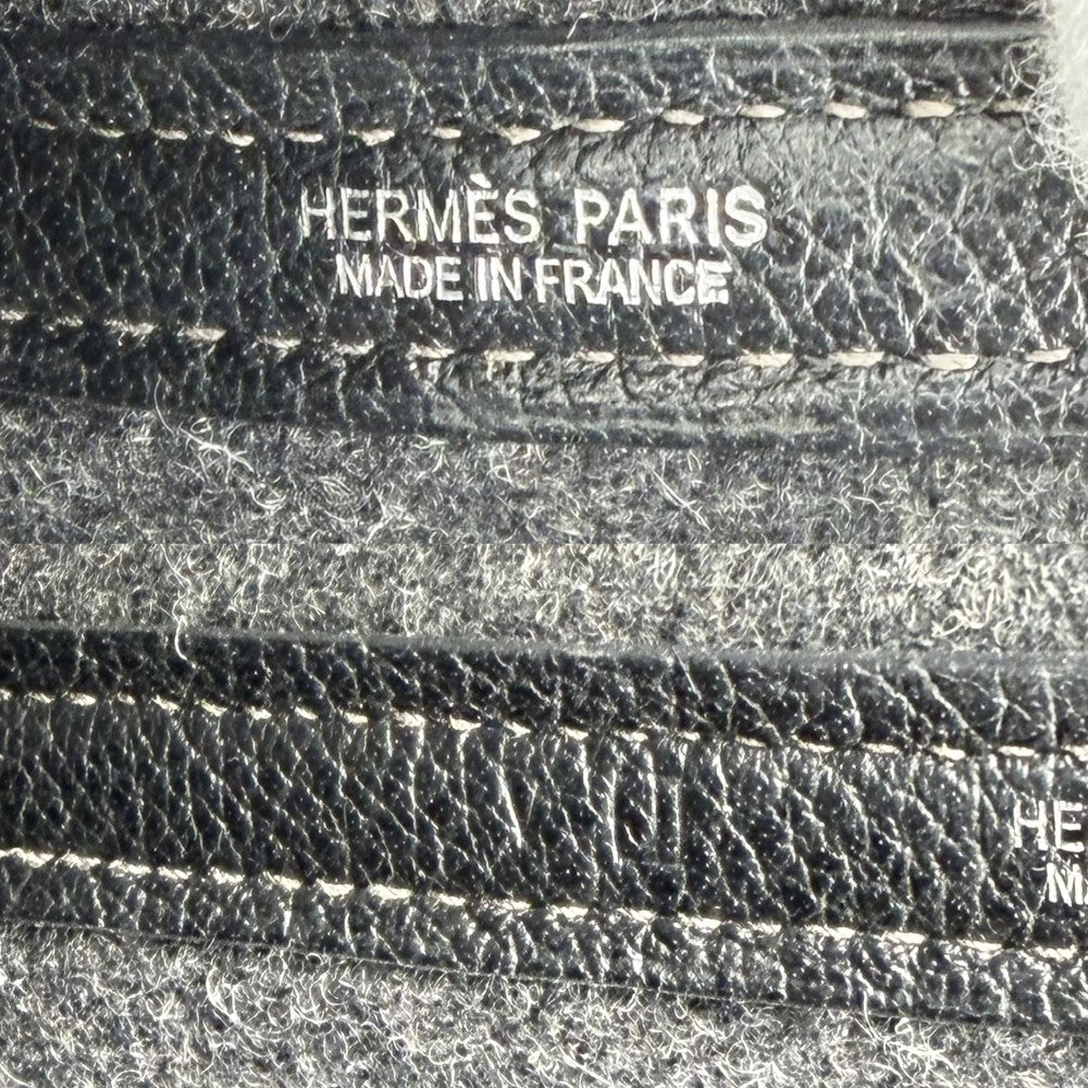 HERMES エルメス ハンドバッグ プリーツ ガーデンパーティGM 43 トートバッグ □J刻印 フェルト レザー ブラック 黒 シルバー金具 レディース 2006年【中古品】