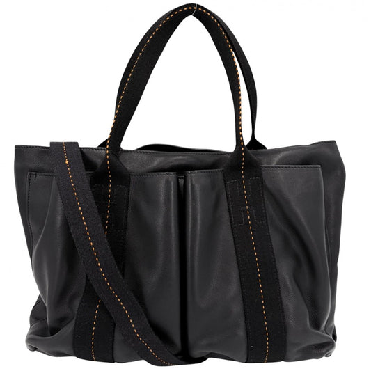 HERMES エルメス 2WAY キャラバンホリゾンタルMM ハンドバッグ ショルダーバッグ 鞄 かばん なし ヴォーデルマ ブラック 黒 シルバー金具 メンズ【中古品】