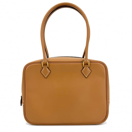 HERMES エルメス ハンドバッグ プリュム20 小さめ ミニバッグ シンプル □I刻印 レザー ブラウン系 ゴールド金具 レディース 2005年【中古品】