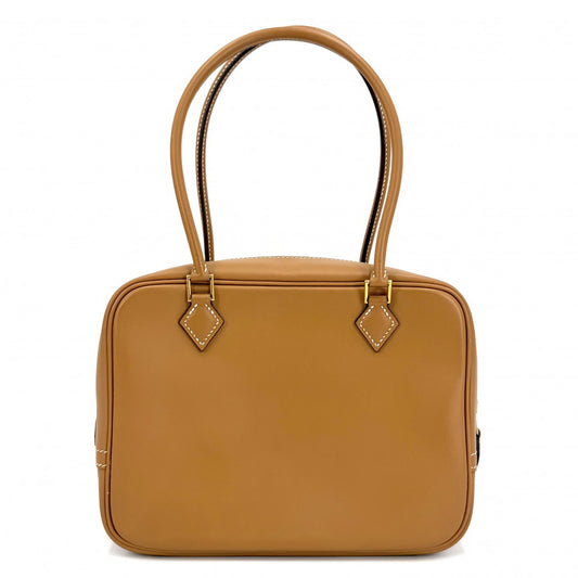 HERMES エルメス ハンドバッグ プリュム20 小さめ ミニバッグ シンプル □I刻印 レザー ブラウン系 ゴールド金具 レディース 2005年【中古品】