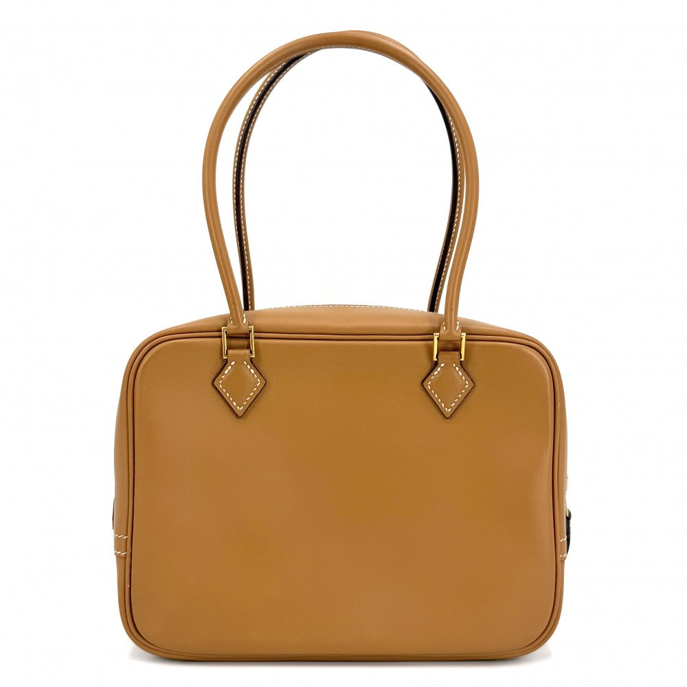 HERMES エルメス ハンドバッグ プリュム20 小さめ ミニバッグ シンプル □I刻印 レザー ブラウン系 ゴールド金具 レディース 2005年【中古品】