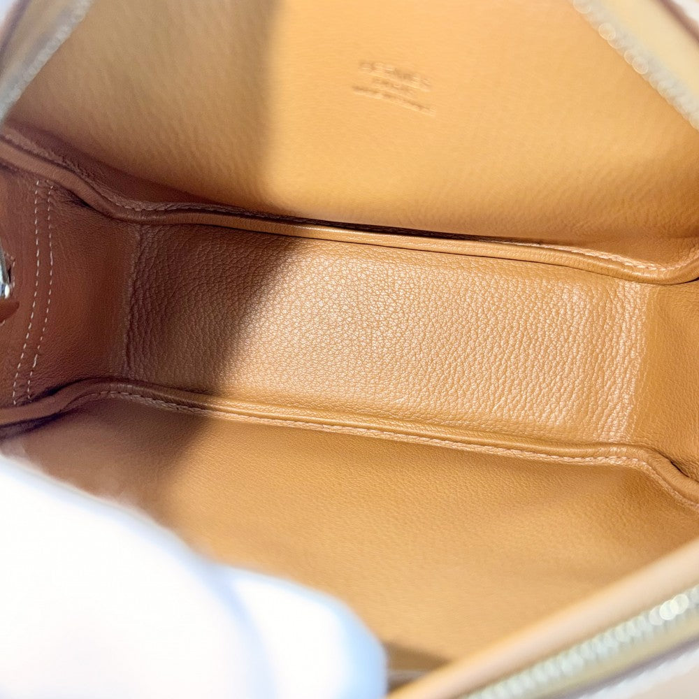 HERMES エルメス ハンドバッグ プリュム20 小さめ ミニバッグ シンプル □I刻印 レザー ブラウン系 ゴールド金具 レディース 2005年【中古品】