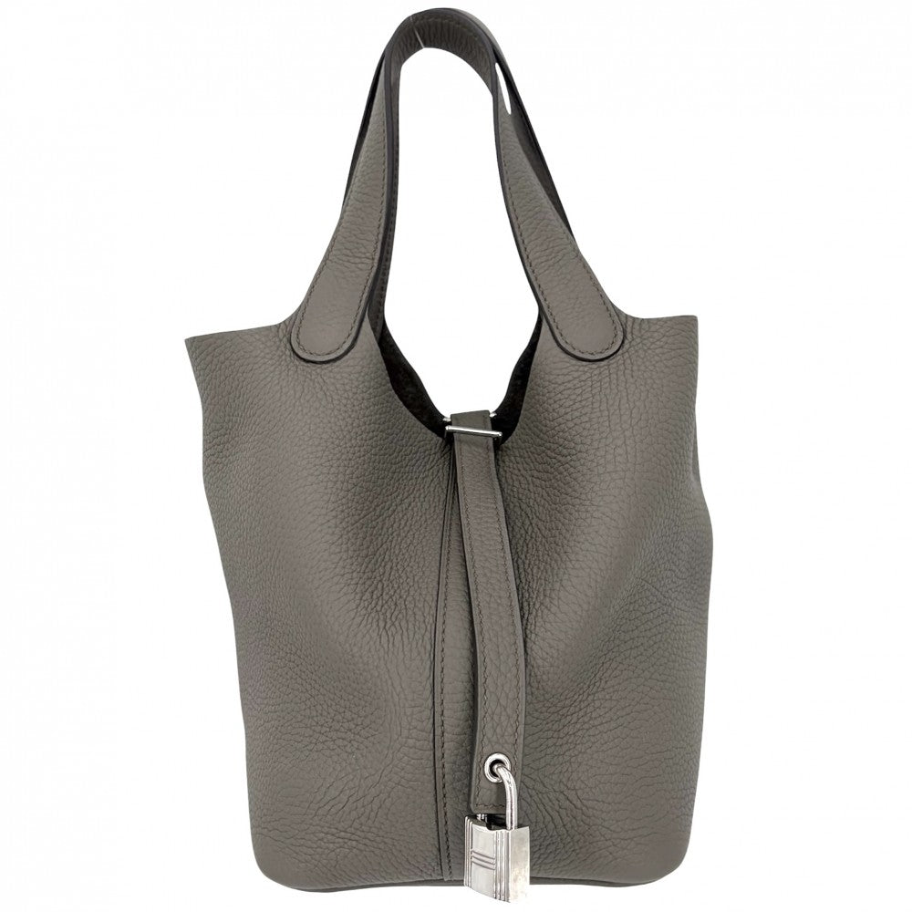 HERMES エルメス ハンドバッグ ピコタンロックPM A刻印 トリヨンクレマンス グレー系 シルバー金具 レディース 2017年【中古品】