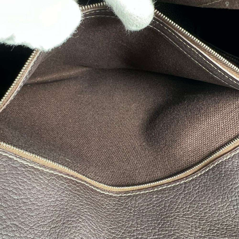 HERMES エルメス トートバッグ プティットサンチュールMM ビジネスバッグ □J刻印 キャンバス レザー ブラウン 茶 シルバー金具 レディース 2006年【中古品】