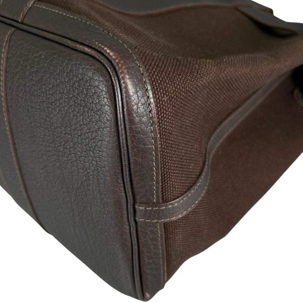HERMES エルメス トートバッグ プティットサンチュールMM ビジネスバッグ □J刻印 キャンバス レザー ブラウン 茶 シルバー金具 レディース 2006年【中古品】