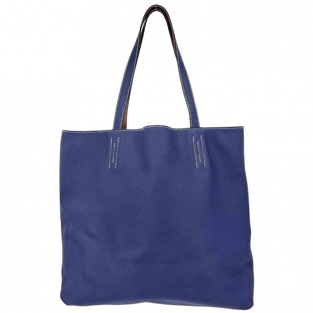 【開店SALE】 HERMES エルメス トートバッグ ドゥブルセンス45 リバーシブル ハンドバッグ Double Sens C刻印 トリヨンクレマンス ネイビー 紺 ブラウン 茶 レディース 2018年【中古品】