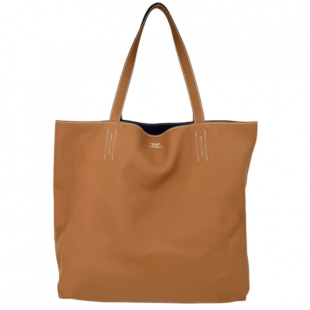 【開店SALE】 HERMES エルメス トートバッグ ドゥブルセンス45 リバーシブル ハンドバッグ Double Sens C刻印 トリヨンクレマンス ネイビー 紺 ブラウン 茶 レディース 2018年【中古品】